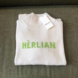 Herlian size s . Off shoulder 100% wool sweater
